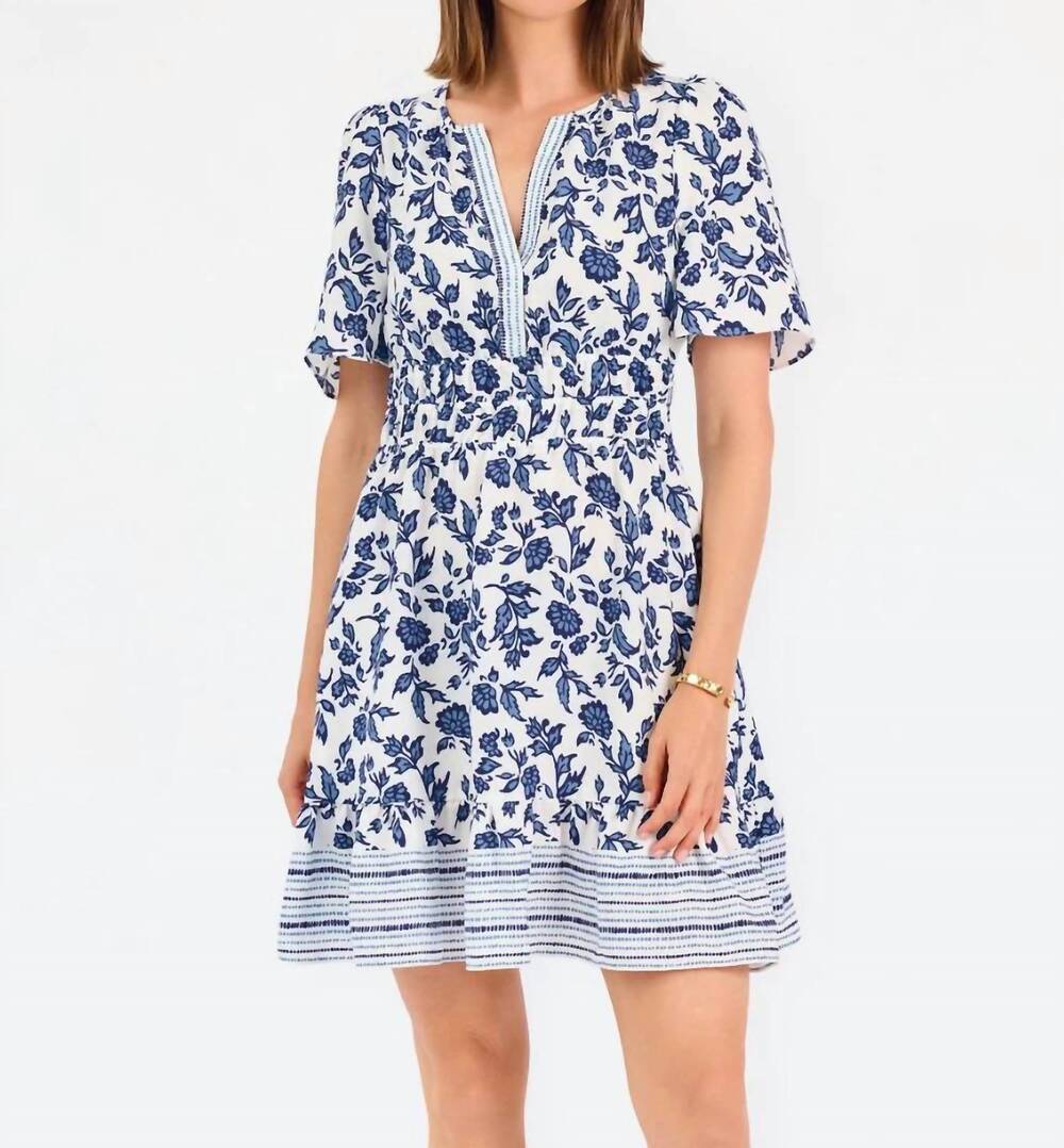NEW MARY SQUARE tracey mini dress in ivy script navy